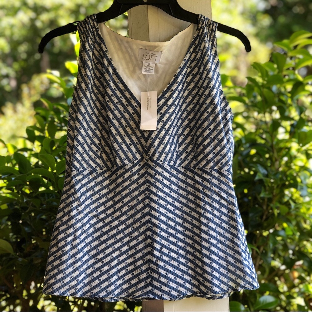 Ann Taylor Loft Sleeveless Cotton Striped Top sz:0